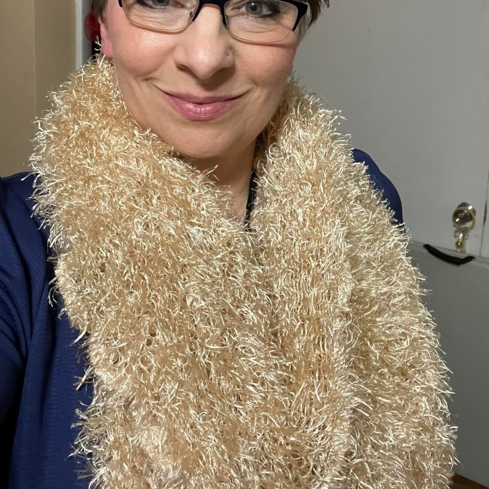 Eyelash Scarf in Pretty Cream/Light Brown Color